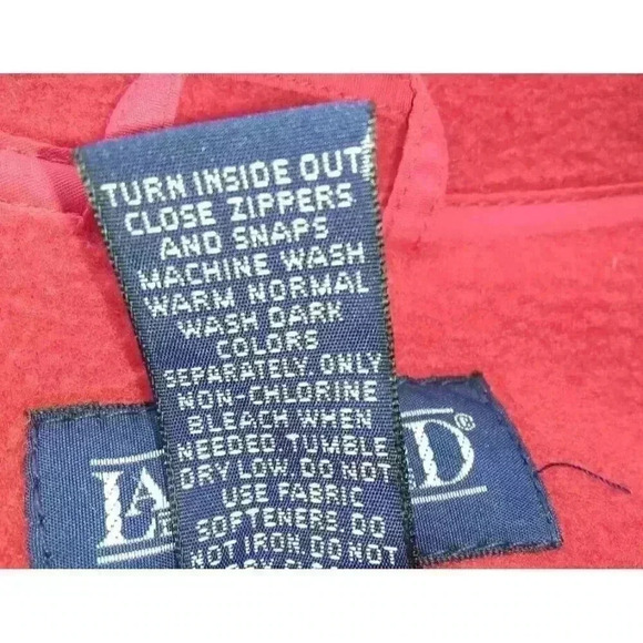 Lands End Mens Fleece Jacket Red Full Zip Front Pockets Mock Neck L 42-44 - Picture 9 of 9